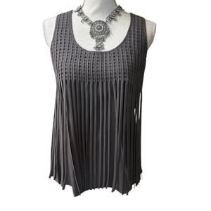 Lost April Gray Fringe Sleeveless Top Small